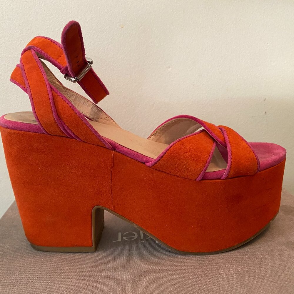 Red sued platform sandals